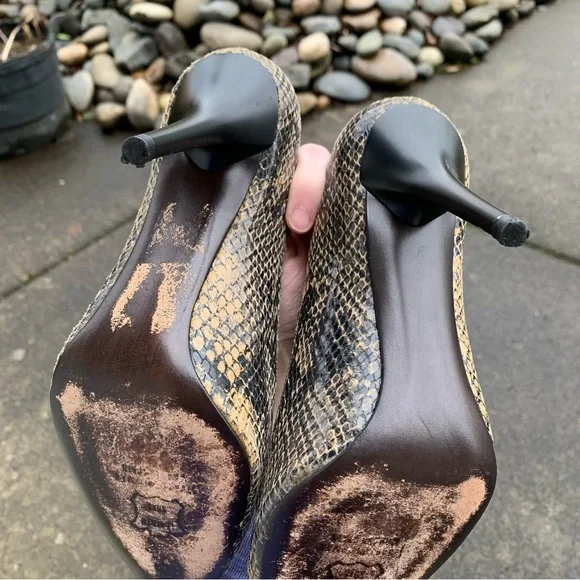 HP 🎉 Stuart Weitzman Designer Snakeskin Heels | Leather Shoes Pointed Toe Pumps - Picture 6 of 8
